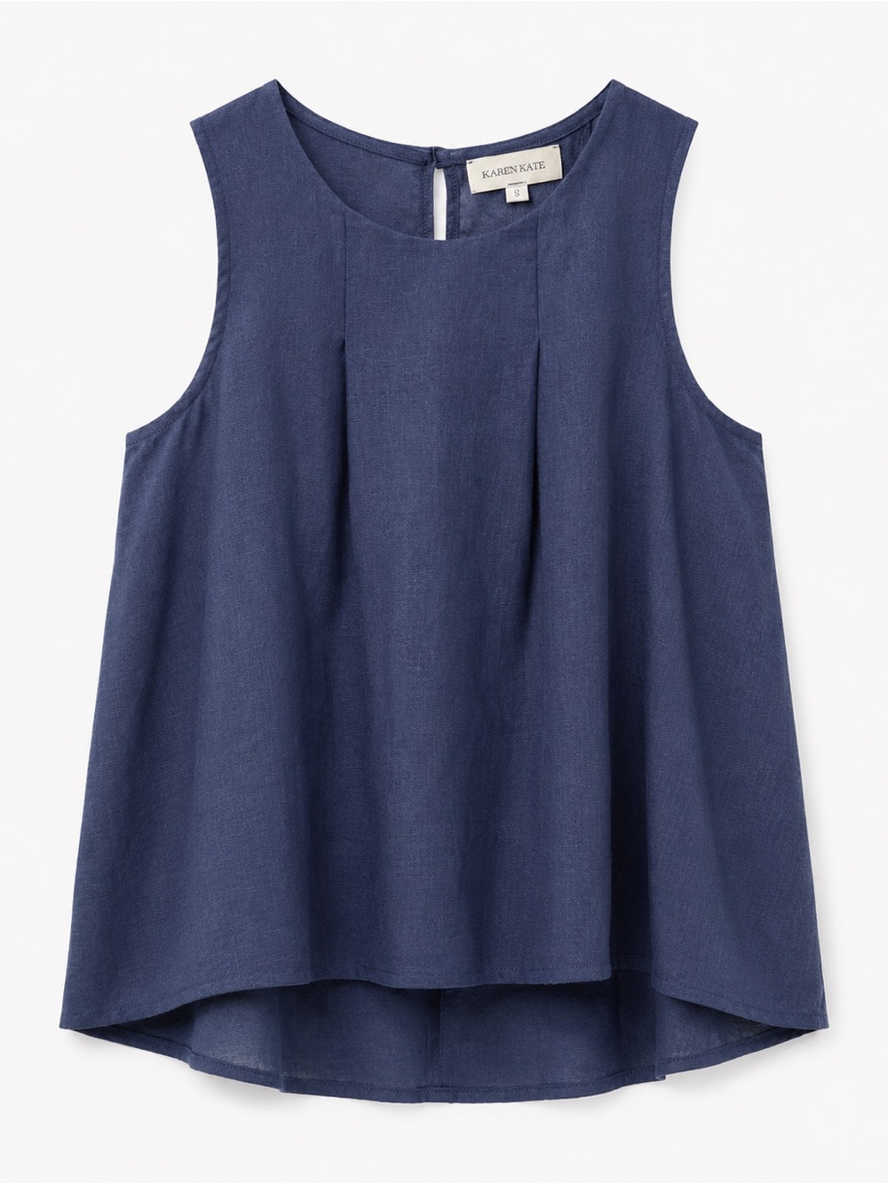 Blue Linen Sleeveless Top